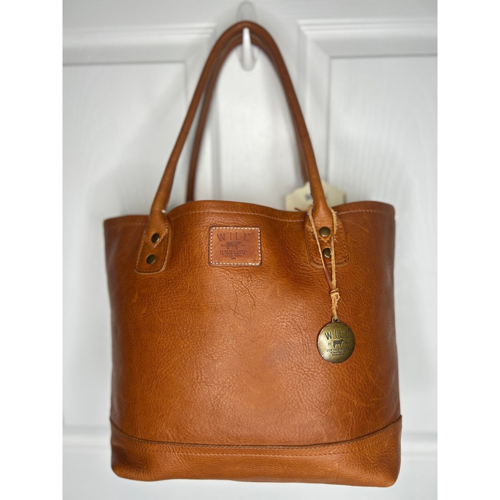 NWT Will Leather Goods Full Grain Leather Tote Bag Cognac Tan Shoulder Shopper